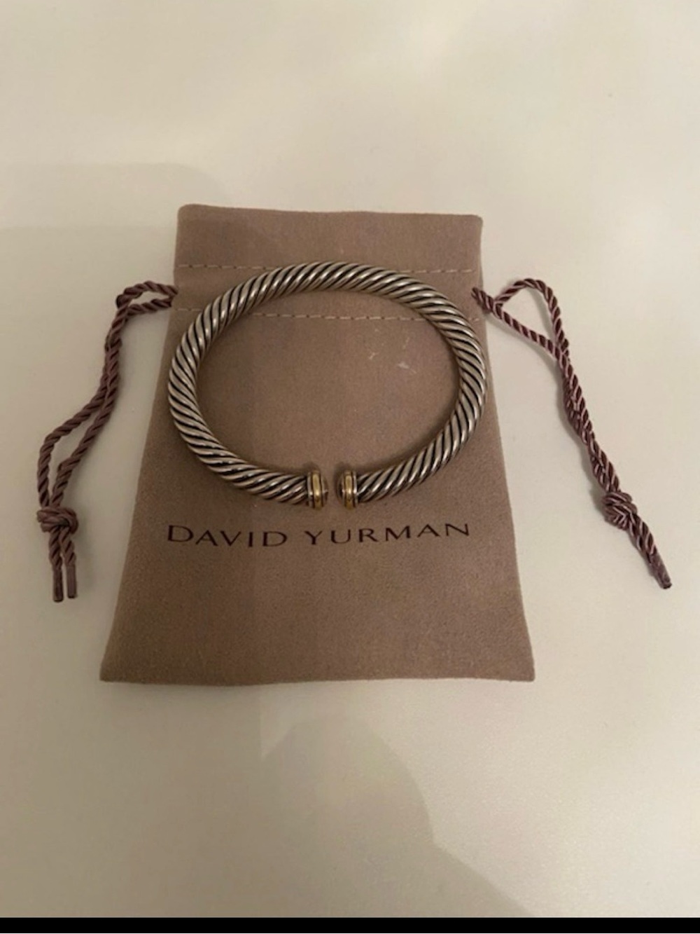 David Yurman Spira Cable Bracelet — Silver & Gold Accents
